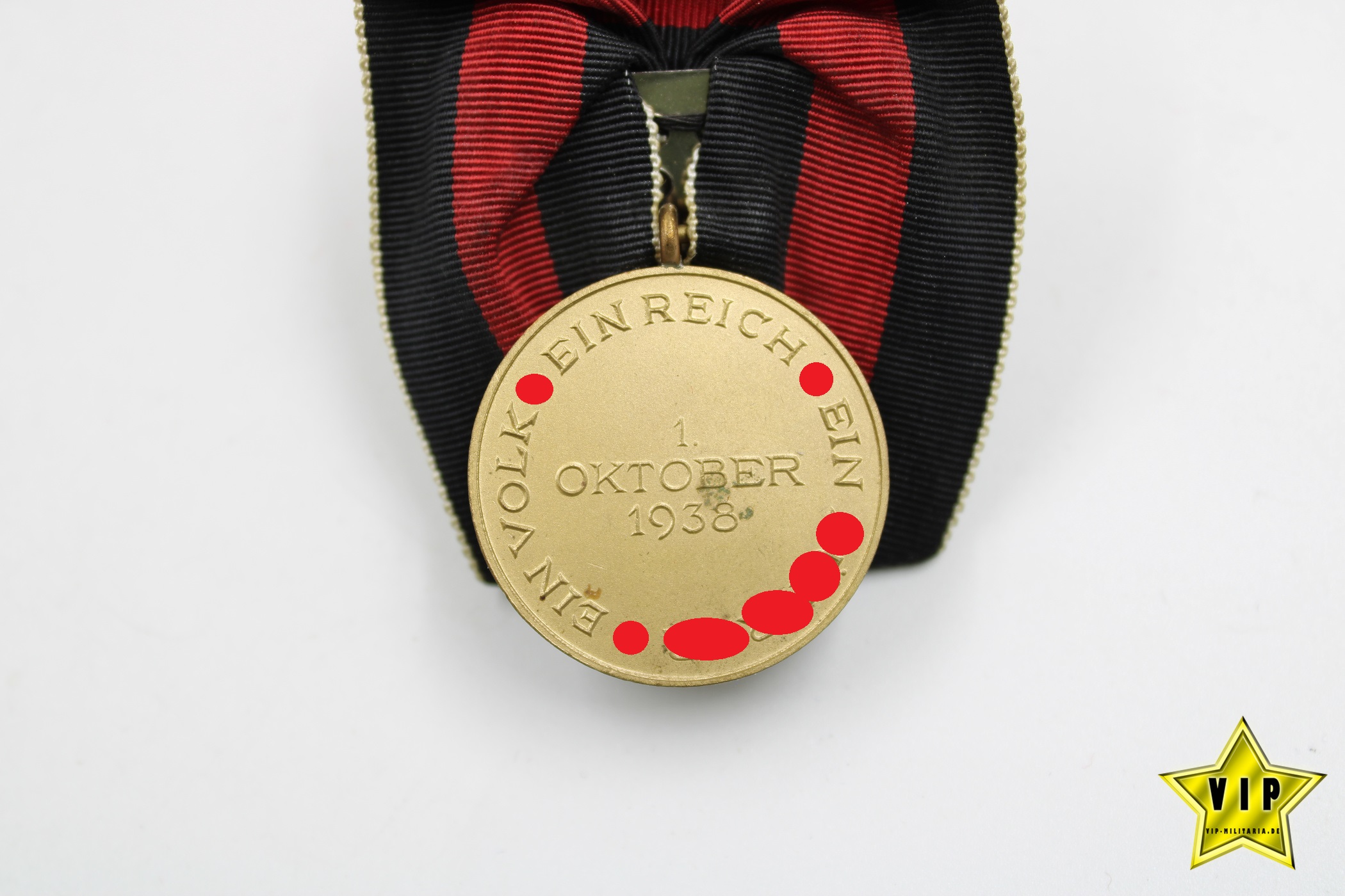 Medaille 1. Oktober Sudetenland Anschlussmedaille Einzelspange + Urkunde