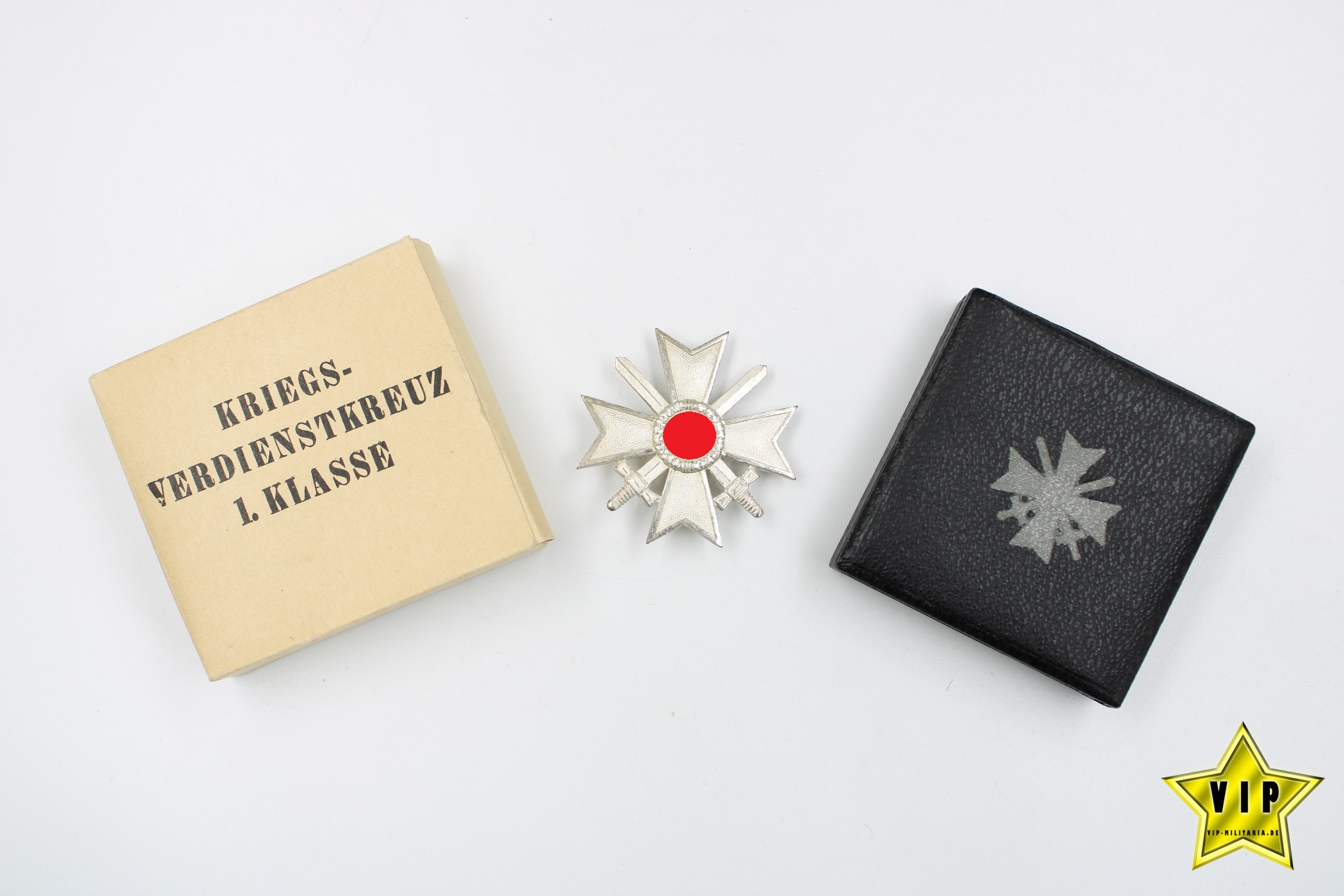 KRIEGSVERDIENSTKREUZ 1. KLASSE 1939 HERSTELLER DESCHLER & SOHN, MÜNCHEN IM ETUI + UMKARTON 